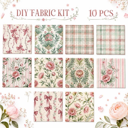 10pcs Charm Pack Set Floral Pattern 100% Polyester Patchwork in 10 Design Styles, Ready-to-Sew Without Cutting, Suitable For Patchwork Wallet Making Gift Giving Tote Bags Coasters DIY Craft Projects For Mother's Gift