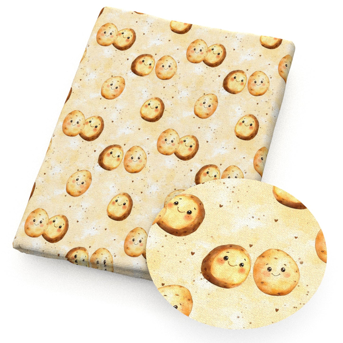 potatoes heart love fabric