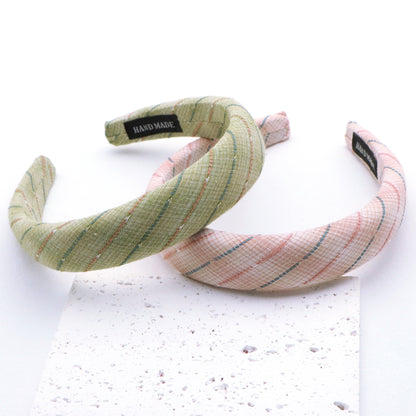 cotton jacquard line gradient retro checkered high cranial hairband