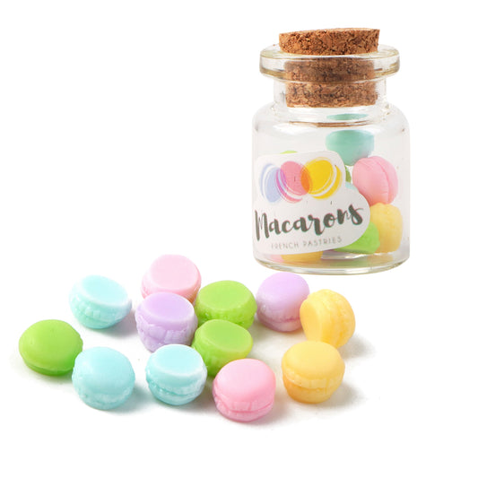 12Pcs/Bottle Macaroon With Wish Bottle Decorations, Assorted Colors, Plastic & Resin - Scrapbooking Embellishments, Flatback Cabochon Crafts, Universal Holiday Party Supplies, Non-Electrical DIY Accessories