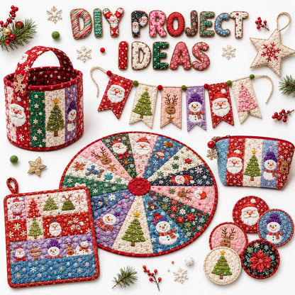 10pcs Vintage 2D Flat Christmas Santa Snowman Jelly Roll Fabric Strips 2.5X19.7inch Pre-cut 100% Polyester for Patchwork Quilts, Table Runners, Placemats, Tote Bags, Storage Pouches, Makeup Bags, Coasters, Quilt Blocks & Binding Multi-color