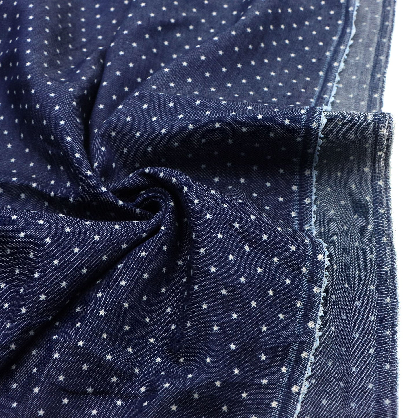 1pc Mini Star Print Denim Fabric - 59x19.68inch Precut for DIY Quilting, Sewing, Craft Projects, Party Decorations, Hair Ties, Bags & Wallet Making - Vibrant Blue with White Star Pattern, Craft Project Material | Decorative Fabric | Precut Material