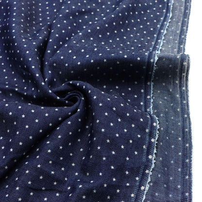 1pc Mini Star Print Denim Fabric - 59x19.68inch Precut for DIY Quilting, Sewing, Craft Projects, Party Decorations, Hair Ties, Bags & Wallet Making - Vibrant Blue with White Star Pattern, Craft Project Material | Decorative Fabric | Precut Material