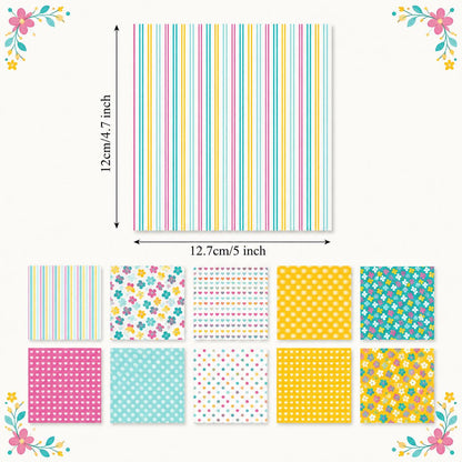 10Pc/Set Flower Heart Dot Stripe Series Fat Quarter Fabric, Pre-Cut Square Fabric Assort, Fabric Set, Craft Fabric, Handmade DIY Patchwork Fabric,Home Quilting Sewing Fabric, Packaging Fabric, Scrapbooking Craft Hobbyist