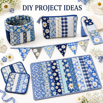 10pcs Vintage Daisy Floral Pattern Jelly Roll Fabric Strips 2.5X19.7inch Pre-cut 100% Polyester for Patchwork Quilts, Table Runners, Placemats, Tote Bags, Storage Pouches, Makeup Bags, Coasters, Quilt Blocks & Binding