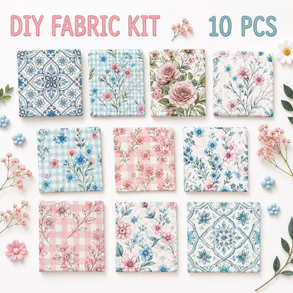 10Pc/Set Plaid Flower Series Fat Quarter Fabric, Pre-Cut Square Fabric Assort, Fabric Set, Craft Fabric, Handmade DIY Patchwork Fabric,Home Quilting Sewing Fabric, Packaging Fabric, Scrapbooking Craft Hobbyist