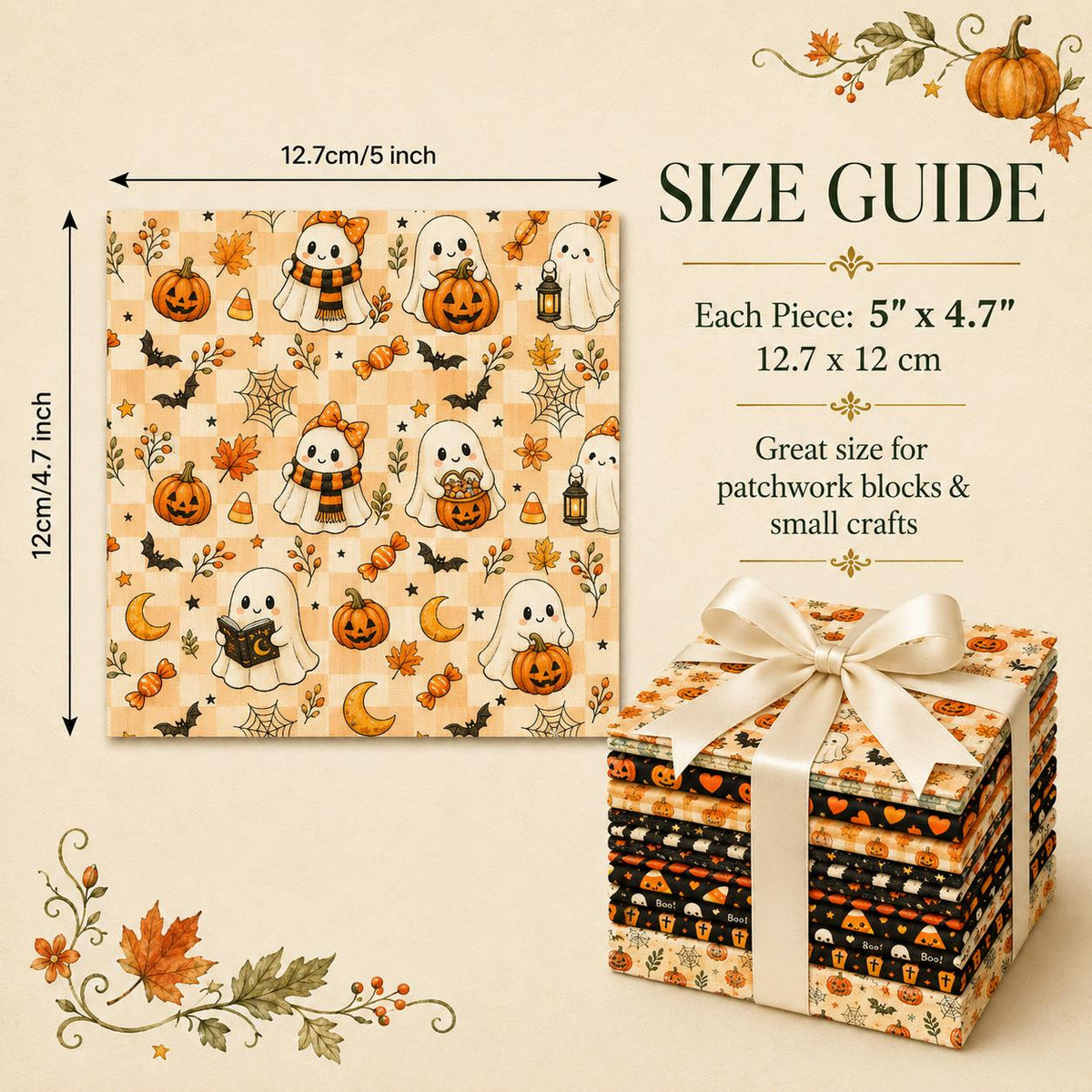 10Pc/Set Halloween Series Pumpkin Bat Cat Stripe Fat Quarter Fabric, Pre-Cut Square Fabric Assort, Fabric Set, Craft Fabric, Handmade DIY Patchwork Fabric,Home Quilting Sewing Fabric, Packaging Fabric, Scrapbooking Craft Hobbyist
