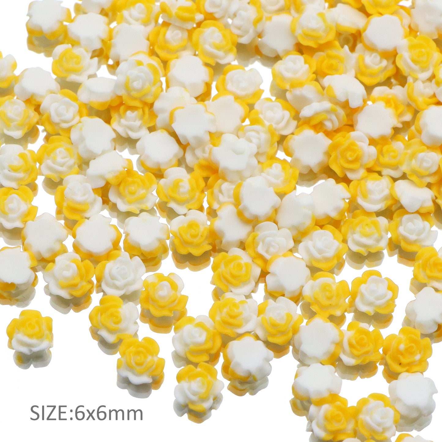 50Pcs 6mm/0.23in 3D Mini Rose Shaped Flatback Resin Cabochons Gradient Color Nail Art Decoration 3D Charms for DIY Scrapbooking Projects Jewelry Making Crafts Cardmaking Phone Case Decorations Ornaments