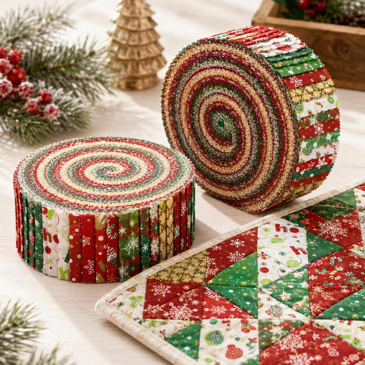 10pcs Vintage Snow Gift Christmas Theme Jelly Roll Fabric Strips 2.5X19.7inch Pre-Cut 100% Polyester For Patchwork Quilts, Table Runners, Placemats, Tote Bags, Storage Pouches, Makeup Bags, Coasters, Quilt Blocks & Binding