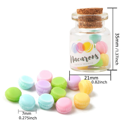 12Pcs/Bottle Macaroon With Wish Bottle Decorations, Assorted Colors, Plastic & Resin - Scrapbooking Embellishments, Flatback Cabochon Crafts, Universal Holiday Party Supplies, Non-Electrical DIY Accessories