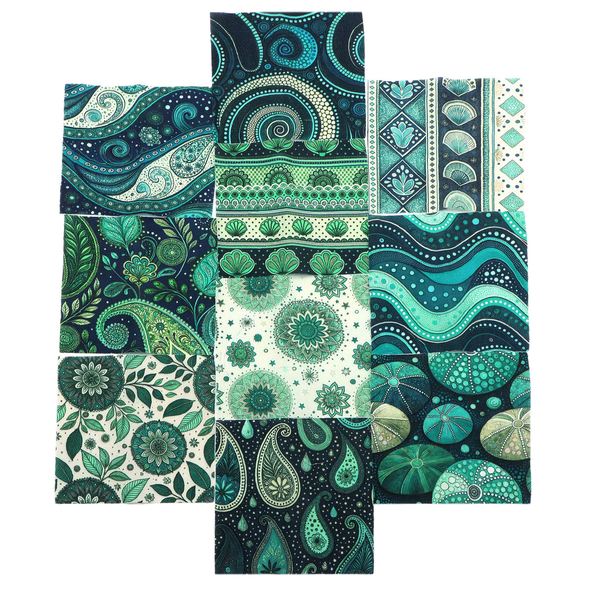10pcs Charm Pack Set Geometric Cashew Pattern Vintage Style Pattern Handmade DIY with Rich Color and Texture Elements 100% Polyester Patchwork in 10 Design Styles Suitable for Patchwork DIY Craft Projects DIY Wallet Making Gift Giving Bag Making Mother's