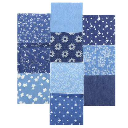 10Pc/Set Flower Denim Series Fat Quarter Fabric, Pre-Cut Square Fabric Assort, Fabric Set, Craft Fabric, Handmade DIY Patchwork Fabric,Home Quilting Sewing Fabric, Packaging Fabric, Scrapbooking Craft Hobbyist