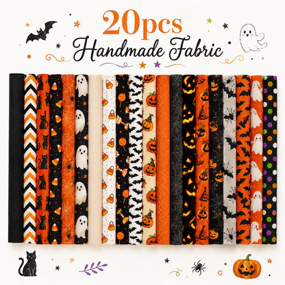 20pcs Vintage Jelly Roll Sliced Fabric Bat Pumpkin Ghost Halloween Series Fabric Strips 2.5X19.7inch Pre-cut Fresh and Delicate Printed Multi-Color 100% Polyester for DIY Handmade Patchwork, Table Runners, Placemats, Tote Bags, Storage Pouches