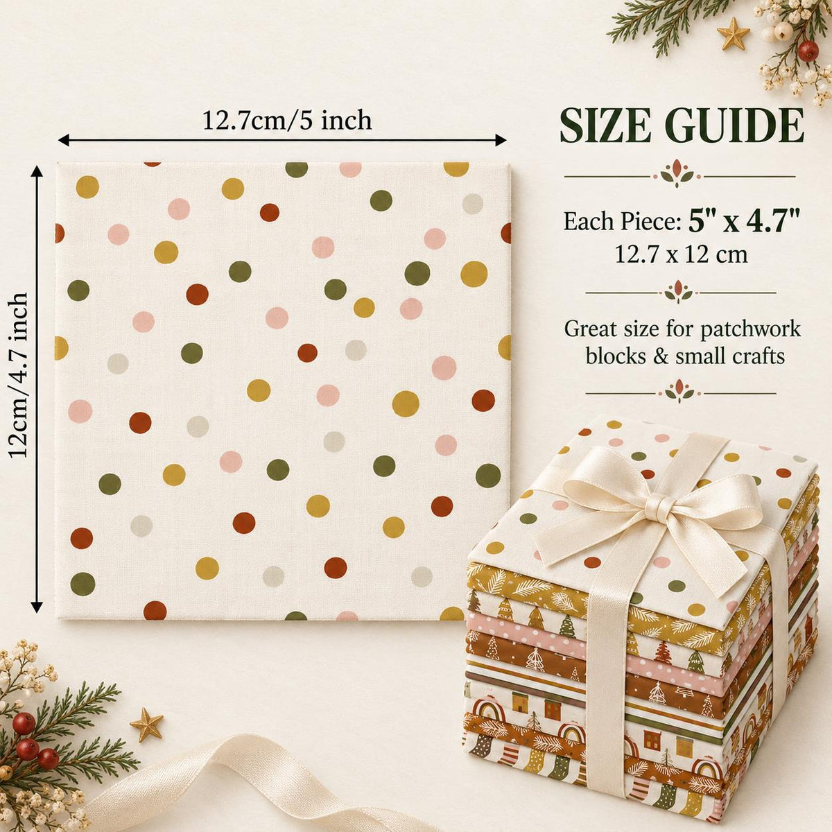 10Pc/Set Christmas Series Dot Tree House Star Stripe Fat Quarter Fabric, Pre-Cut Square Fabric Assort, Fabric Set, Craft Fabric, Handmade DIY Patchwork Fabric,Home Quilting Sewing Fabric, Packaging Fabric, Scrapbooking Craft Hobbyist