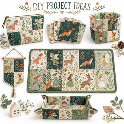 10Pc/Set Flower Series Deer Tree Fox Mushroom Fat Quarter Fabric, Pre-Cut Square Fabric Assort, Fabric Set, Craft Fabric, Handmade DIY Patchwork Fabric,Home Quilting Sewing Fabric, Packaging Fabric, Scrapbooking Craft Hobbyist