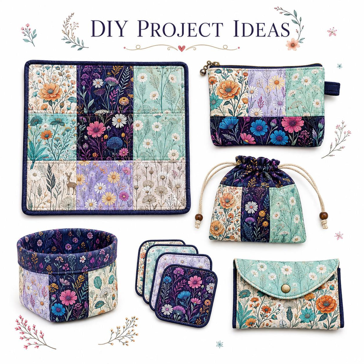 10pcs Charm Pack Set Floral Pattern Vintage Style Handmade DIY with Rich Color and Texture Elements 100% Polyester Patchwork in 10 Design Styles Suitable for Patchwork DIY Craft Projects DIY Wallet Making Gift Giving Bag Making Mother's Day Gift