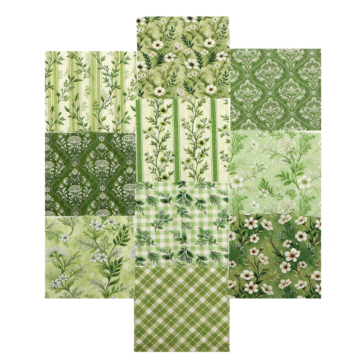 10pcS Charm Pack Set Plaid Floral Pattern VIntage Style Handmade DIY With Rich Color and Texture Elements 100% Polyester Patchwork in 10 Design Styles Suitable For Patchwork DIY Craft Projects DIY Wallet Making Gift Giving Bag Making Mother's Day Gift