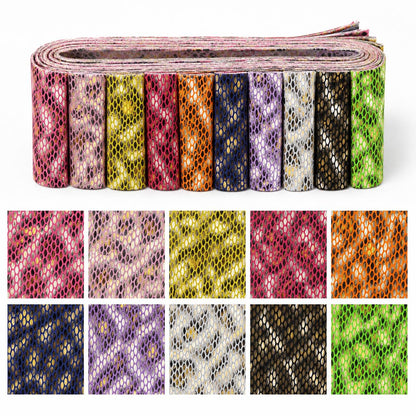 10pcs Vintage Snake Pattern Metallic Jelly Roll Fabric Strips 2.5X19.7inch Pre-Cut 100% Polyester For Patchwork Quilts, Table Runners, Placemats, Tote Bags, Storage Pouches, Makeup Bags, Coasters, Quilt Blocks & Binding
