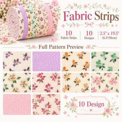 10pcs Vintage Floral Corduroy Fabric Jelly Roll Fabric Strips 2.5X19.7inch Pre-cut 100% Polyester for Patchwork Quilts, Table Runners, Placemats, Tote Bags, Storage Pouches, Makeup Bags, Coasters, Quilt Blocks & Binding Multi-color