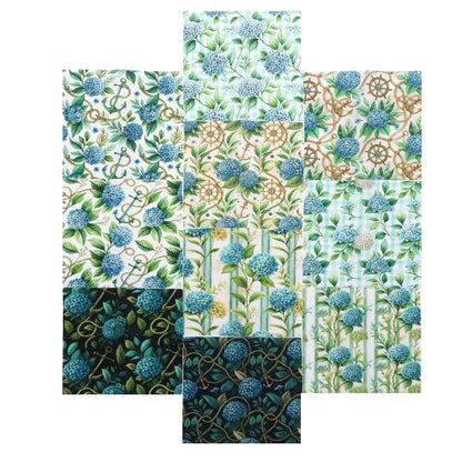 10pcs Charm Pack Set Floral Hydrangea Pattern Vintage Style Handmade DIY with Rich Color and Texture Elements 100% Polyester Patchwork in 10 Design Styles Suitable for Patchwork DIY Craft Projects DIY Wallet Making Gift Giving Bag Making Mother's Day Gift