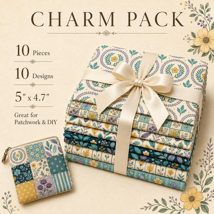 10pcs Charm Pack Set Floral Vintage Style Pattern Handmade DIY with Rich Color and Texture Elements 100% Polyester Patchwork in 10 Design Styles Suitable for Patchwork DIY Craft Projects DIY Wallet Making Gift Giving Bag Making Mother's Day Gift