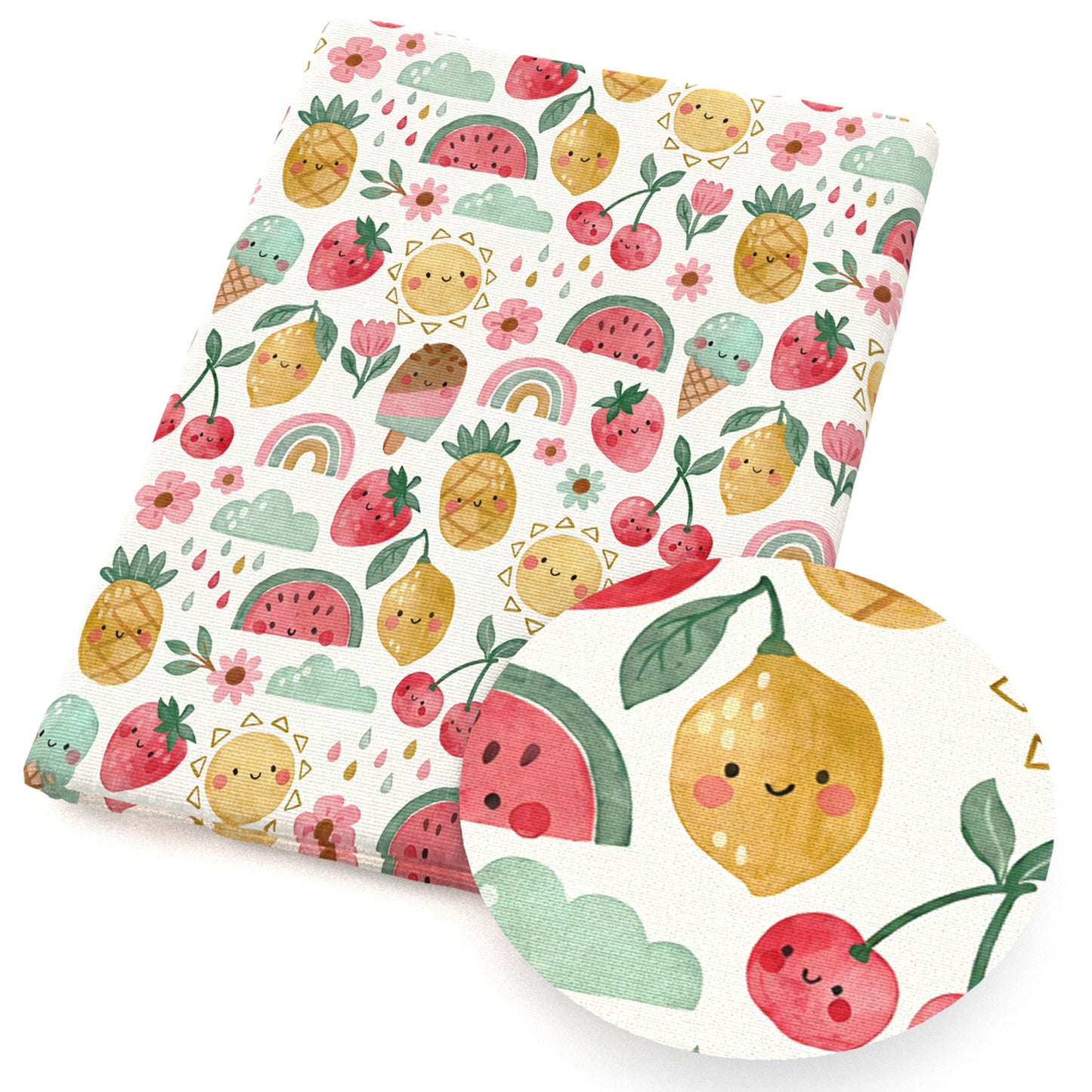 strawberry cherry watermelon rainbow tulip lemon fabric