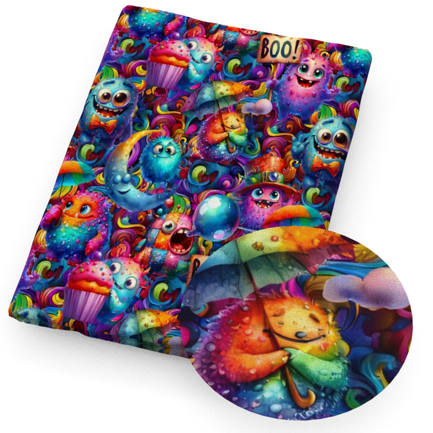 rainbow color boo umbrella cake cupcake ice creampopsicle moon fabric