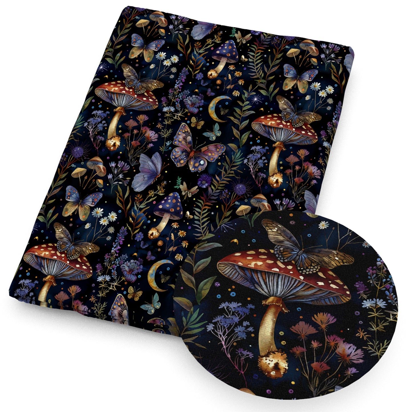 butterfly mushroom flowerfloral leaf leaves tree fabric