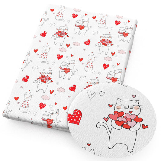 cat cloud heart love fabric