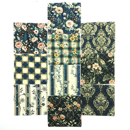 10pcs Charm Pack Set Floral Plaid Pattern Vintage Style Pattern Handmade DIY with Rich Color and Texture Elements 100% Polyester Patchwork in 10 Design Styles Suitable for Patchwork DIY Craft Projects DIY Wallet Making Gift Giving Bag Making