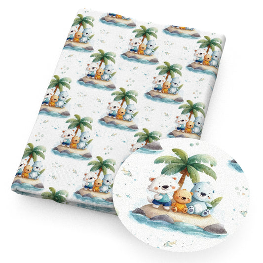 coconut palm tree fish ocean series fabric