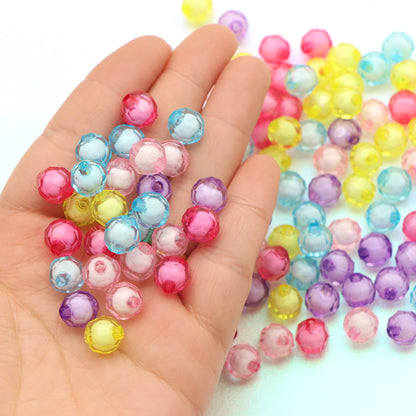 10Pcs Mix Color Acrylic Transparent Hexagonal Beads Imitation Crystal Beads Loose Beads Diy Handmade Beaded Mobile Phone Chain Bracelet Necklace Making Jewelry Accessories