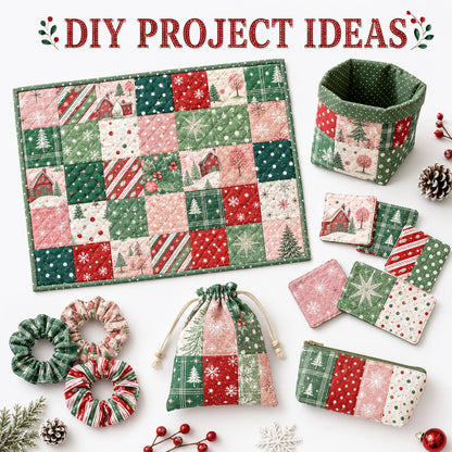 10Pc/Set Christmas Series Dot Stripe Plaid Tree Holly Crutch Fat Quarter Fabric, Pre-Cut Square Fabric Assort, Fabric Set, Craft Fabric, Handmade DIY Patchwork Fabric,Home Quilting Sewing Fabric, Packaging Fabric, Scrapbooking Craft Hobbyist
