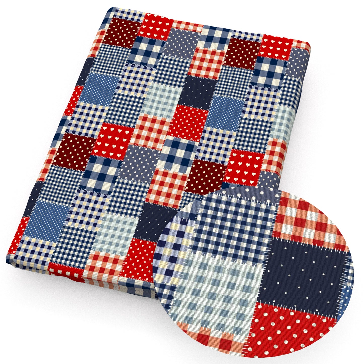 plaid heart love dots spot fabric