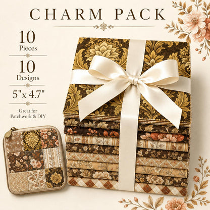 10pcs Charm Pack Set Floral Autumn Pattern Vintage Style Pattern Handmade DIY with Rich Color and Texture Elements 100% Polyester Patchwork in 10 Design Styles Suitable for Patchwork DIY Craft Projects DIY Wallet Making Gift Giving Bag Making