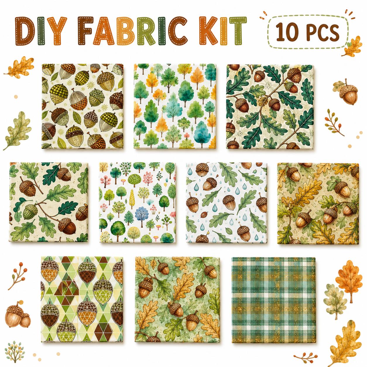 10pcs Charm Pack Set Pinecones Autumn Vintage Style Pattern Handmade DIY with Rich Color and Texture Elements 100% Polyester Patchwork in 10 Design Styles Suitable for Patchwork DIY Craft Projects DIY Wallet Making Gift Giving Bag Making Mother's Day Gift