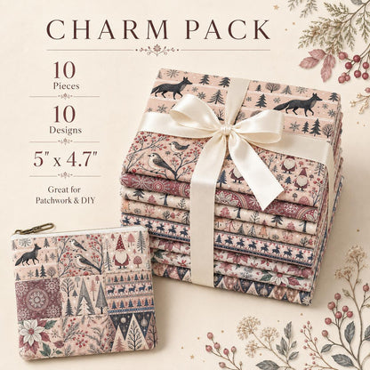 10Pc/Set Christmas Series Deer Christmas Tree Santa Claus Flower Fat Quarter Fabric, Pre-Cut Square Fabric Assort, Fabric Set, Craft Fabric, Handmade DIY Patchwork Fabric,Home Quilting Sewing Fabric, Packaging Fabric, Scrapbooking Craft Hobbyist