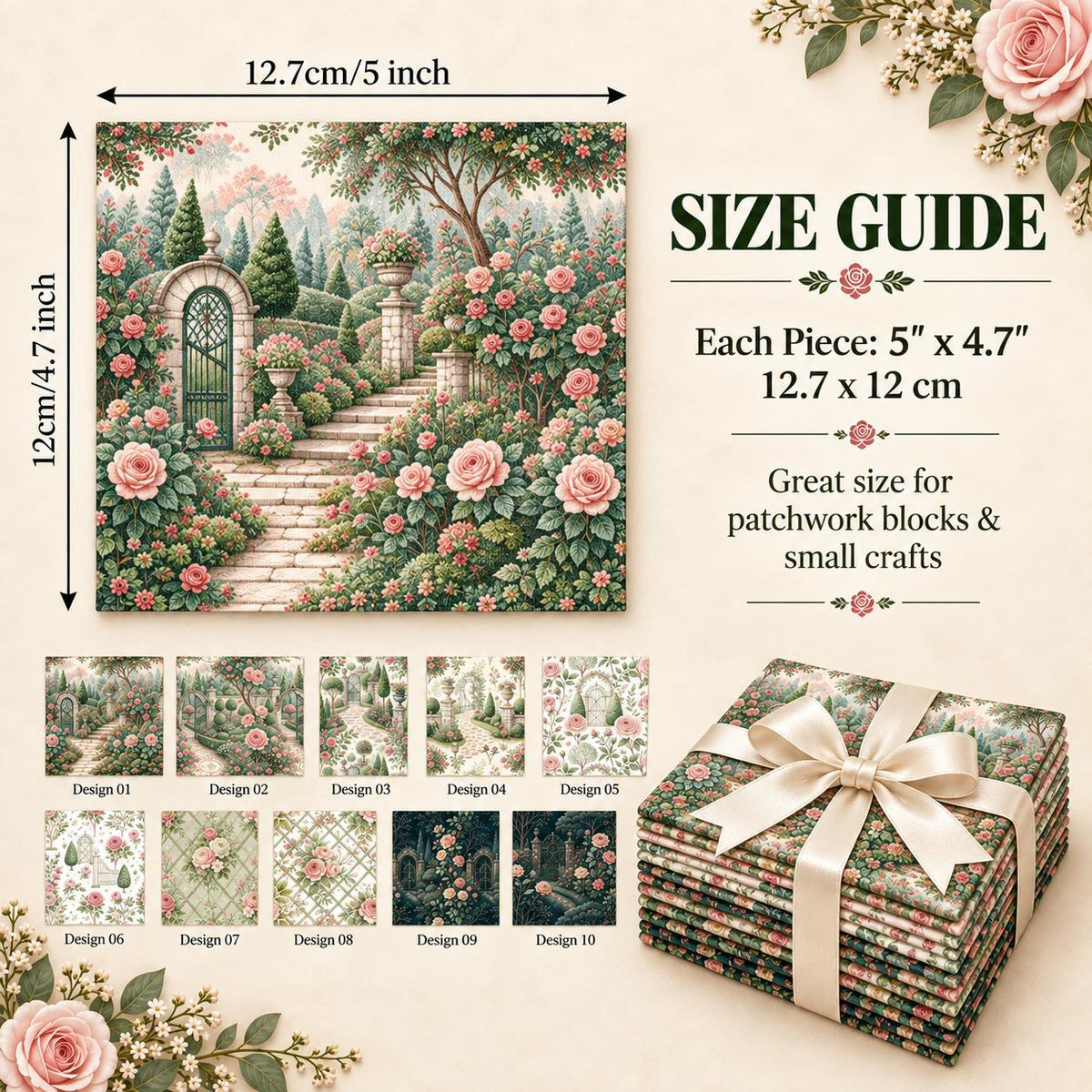 10Pc/Set Flower Tree House Series Fat Quarter Fabric, Pre-Cut Square Fabric Assort, Fabric Set, Craft Fabric, Handmade DIY Patchwork Fabric,Home Quilting Sewing Fabric, Packaging Fabric, Scrapbooking Craft Hobbyist