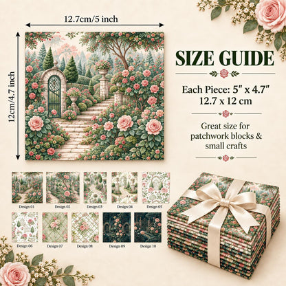 10Pc/Set Flower Tree House Series Fat Quarter Fabric, Pre-Cut Square Fabric Assort, Fabric Set, Craft Fabric, Handmade DIY Patchwork Fabric,Home Quilting Sewing Fabric, Packaging Fabric, Scrapbooking Craft Hobbyist