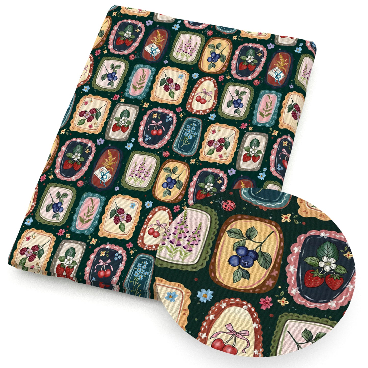 cherry blueberry strawberry envelope ladybug fabric