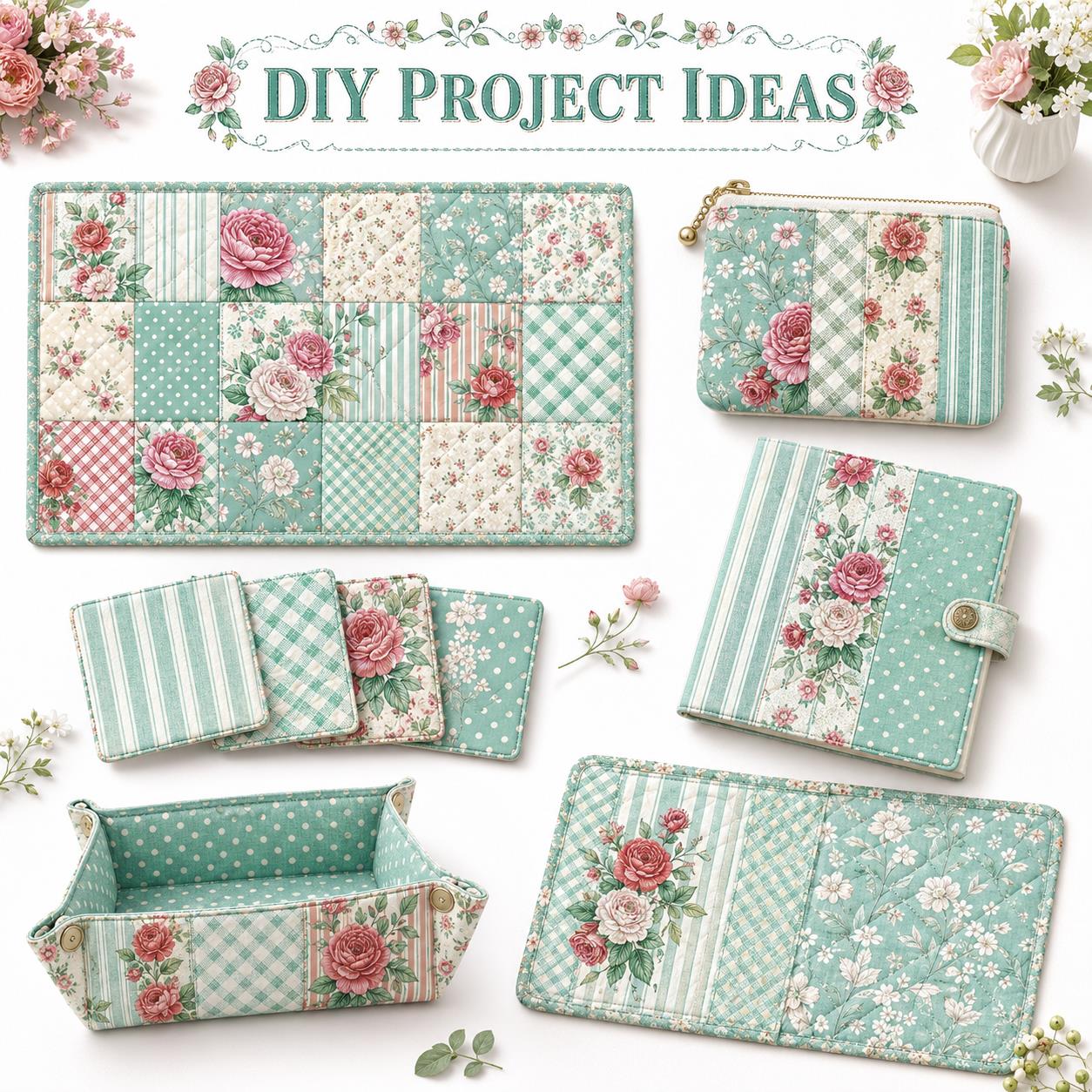 10pcs Charm Pack Set Floral Vintage Style Pattern Handmade DIY with Rich Color and Texture Elements 100% Polyester Patchwork in 10 Design Styles Suitable for Patchwork DIY Craft Projects DIY Wallet Making Gift Giving Bag Making Mother's Day Gift