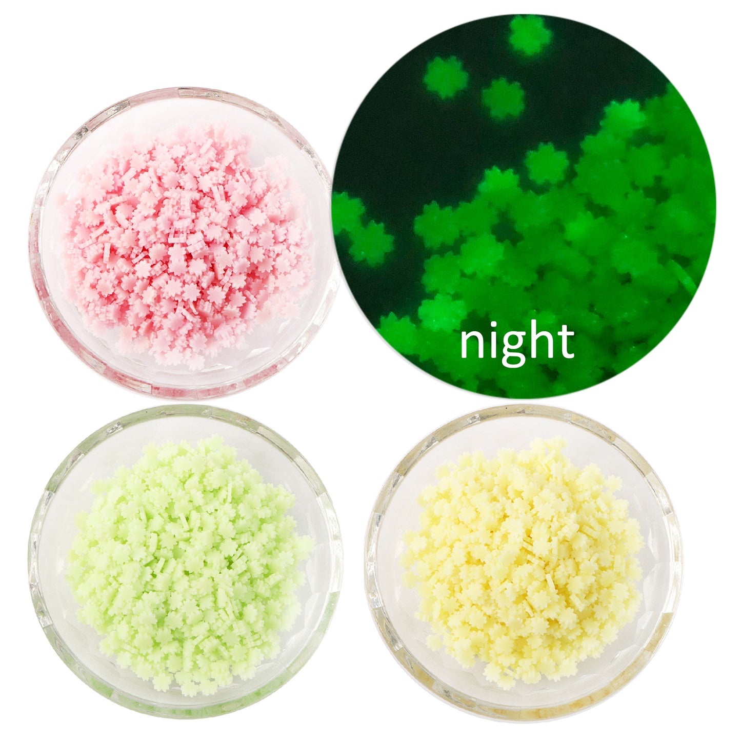 10g/pack Glow in the Dark Festive Nail Art Polymer Clay Slices - Blossom Flower Rabbit Bunny Shaped,Unscented - Slime Charms for Resin, Lip Gloss DIY, Nail Art & Crafts,Easter Decorations