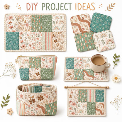 10pcs Charm Pack Set Floral Stripe Pattern Vintage Style Handmade DIY with Rich Color and Texture Elements 100% Polyester Patchwork in 10 Design Styles Suitable for Patchwork DIY Craft Projects DIY Wallet Making Gift Giving Bag Making Mother's Day Gift