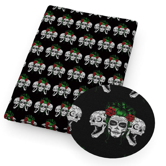 skull ghost skeleton bones flowerfloral halloween fabric