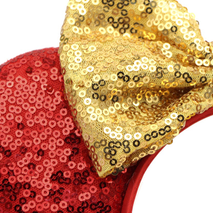 Adorable Festive Ears Sequined Headband with Bows-Sparkly Bow Hair Band with Ears Hair Hoop