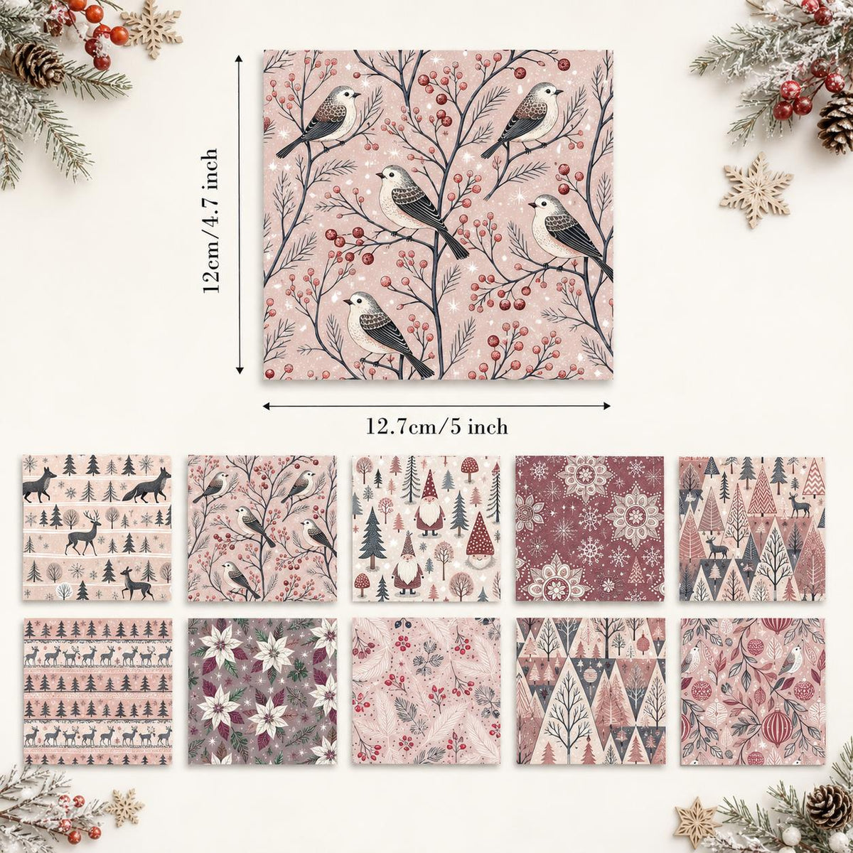 10Pc/Set Christmas Series Deer Christmas Tree Santa Claus Flower Fat Quarter Fabric, Pre-Cut Square Fabric Assort, Fabric Set, Craft Fabric, Handmade DIY Patchwork Fabric,Home Quilting Sewing Fabric, Packaging Fabric, Scrapbooking Craft Hobbyist