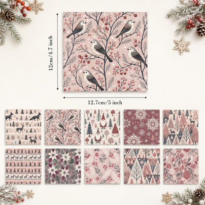 10Pc/Set Christmas Series Deer Christmas Tree Santa Claus Flower Fat Quarter Fabric, Pre-Cut Square Fabric Assort, Fabric Set, Craft Fabric, Handmade DIY Patchwork Fabric,Home Quilting Sewing Fabric, Packaging Fabric, Scrapbooking Craft Hobbyist