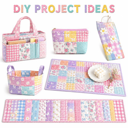 10Pc/Set, Making 10 Images 1pc Each, Each Size: 6.3*50cm Plaid Grid Floral Pink Series Sliced Fabric Set Style Combination, Polyester Jelly Roll Fabric Strips, Pre-Cut Quilting Squares, For Quilting DIY, Handicrafts And Sewing, Blankets, Rugs