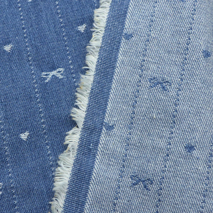 1pc Bowknot Pattern Denim Fabric, 64.96x19.68inch Pre-Cut 100% Polyester, Luxury Bows Striped Design for DIY Crafts, Bags, Sewing Projects & Hats, Hand Wash Only, Sewing Supplies, Craft Fabric | Vintage Style Fabric | Durable Fabric, Denim Fabric