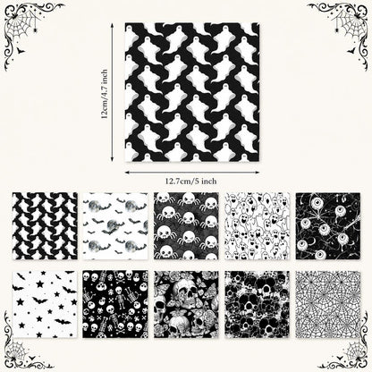 10Pc/Set Halloween Series Skull Moon Bat Fat Quarter Fabric, Pre-Cut Square Fabric Assort, Fabric Set, Craft Fabric, Handmade DIY Patchwork Fabric,Home Quilting Sewing Fabric, Packaging Fabric, Scrapbooking Craft Hobbyist